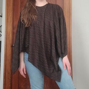 L'Amour Scarves  Reversible Lined Poncho Striped